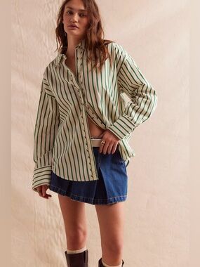 FREE PEOPLE We The Free Striped Varsity Vibes Shirt